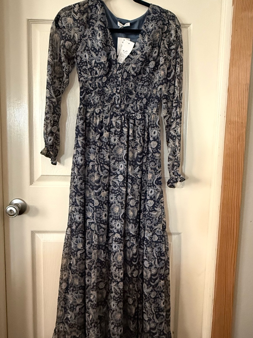 Patrons of Peace Navy and Cream Paisley Maxi Dress